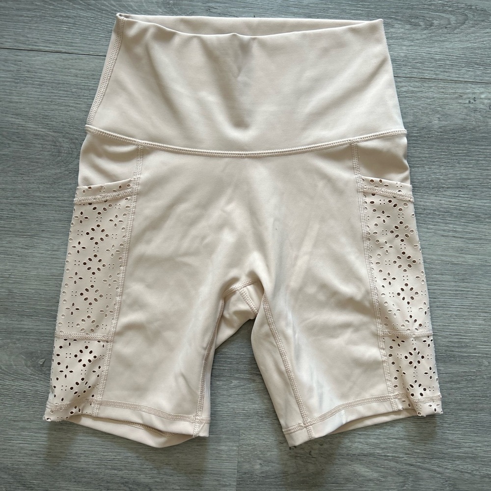 Aerie tan eyelet biker shorts